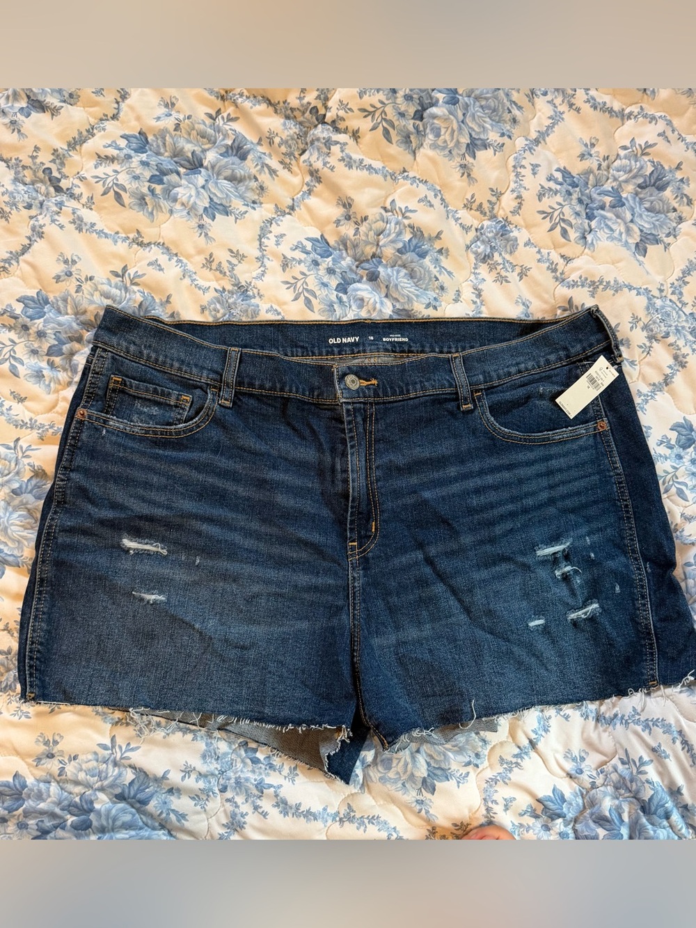 Old Navy Dark Indigo Distressed Denim Shorts
